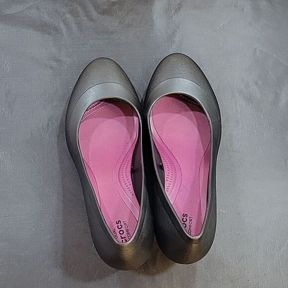 CROCS WOMEN'S LINA WEDGE ROUND TOE SLIP-ON SHOES - Picture 6 of 16